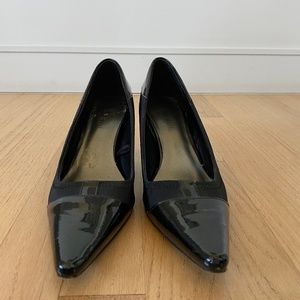 NINE WEST black patent leather and file fabric. Size 7